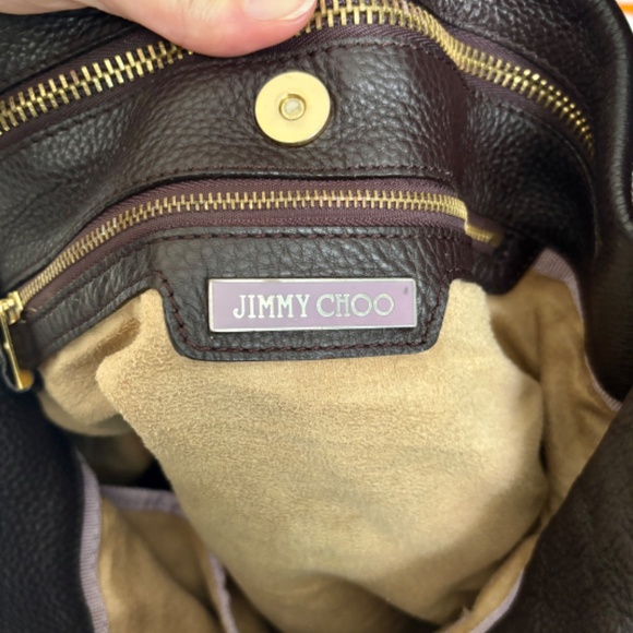Jimmy Choo Saba Hobo Bag Chocolate Brown Leather - Picture 5 of 12